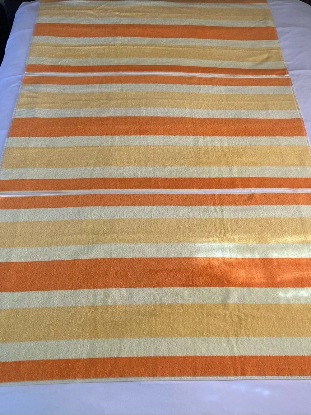 Vintage 1970s Utica, J P Stevens Orange & Yellow Stripe Bath Towels & Washcloths